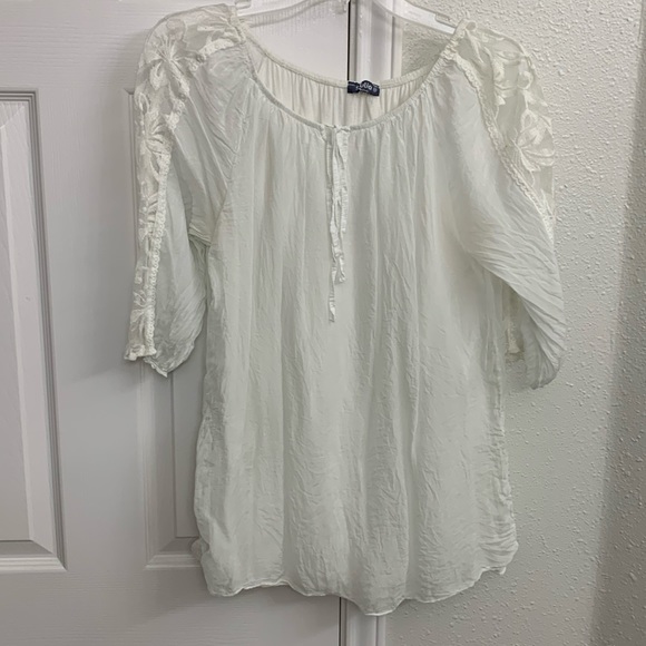 Made in Italy Giulia Silk Overlay Women’s Blouse, sz. M, off white - Picture 1 of 6